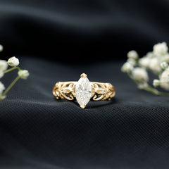 Marquise Cut Lab Grown Diamond Solitaire Filigree Engagement Ring