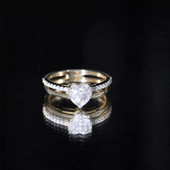 7 MM Heart Shape Lab Grown Diamond Double Band Solitaire Ring