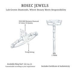 Marquise Shape Lab Grown Diamond Solitaire Ring With Certificate