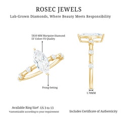 Marquise Shape Lab Grown Diamond Solitaire Ring With Certificate