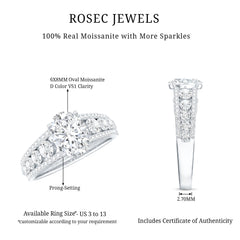 Lab Diamond Statement Engagement Ring With Side Stones