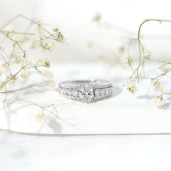 Lab Diamond Statement Engagement Ring With Side Stones