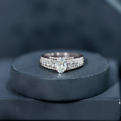 Lab Diamond Statement Engagement Ring With Side Stones