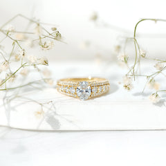 Lab Diamond Statement Engagement Ring With Side Stones