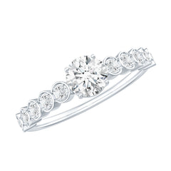 Round Brilliant Cut Lab Diamond Promise Ring with Side Stones