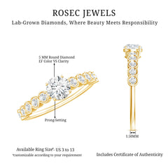 Round Brilliant Cut Lab Diamond Promise Ring with Side Stones