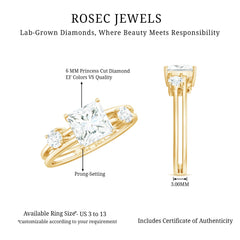 Princess Cut Lab Grown Diamond Double Band Ring