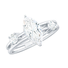 Marquise Cut Lab Grown Diamond Double Band Ring for Women