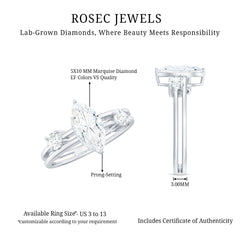 Marquise Cut Lab Grown Diamond Double Band Ring for Women