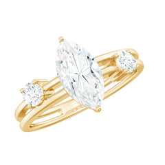 Marquise Cut Lab Grown Diamond Double Band Ring for Women