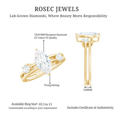 Marquise Cut Lab Grown Diamond Double Band Ring for Women
