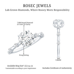 Round Brilliant Cut Lab Grown Diamond Traditional Engagement Ring
