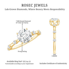 Round Brilliant Cut Lab Grown Diamond Traditional Engagement Ring