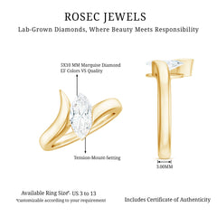 Lab Diamond 5X10 MM Marquise Engagement Ring in Tension Mount Setting