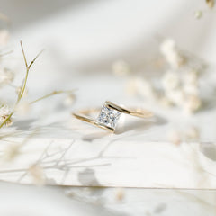 5 mm Princess Cut Lab Grown Diamond Ring With Tension Setting