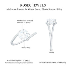 Lab Diamond Engagement Bypass Cushion Engagement Ring