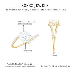 Lab Diamond Engagement Bypass Cushion Engagement Ring