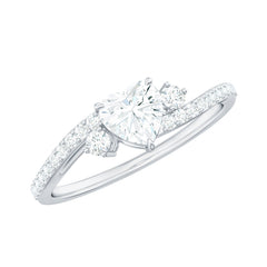 1.5 Carat Heart Shaped Lab Grown Diamond Engagement Rings With Bypass Shank