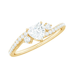 1.5 Carat Heart Shaped Lab Grown Diamond Engagement Rings With Bypass Shank