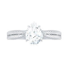 6X8 mm Pear Lab Created Diamond Filigree Engagement Ring