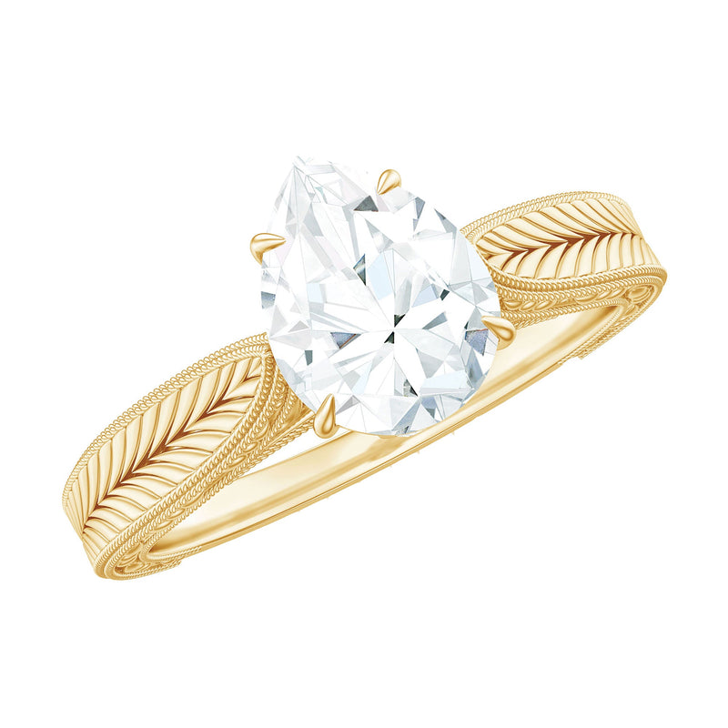 6X8 mm Pear Lab Created Diamond Filigree Engagement Ring
