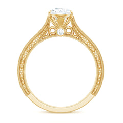 6X8 mm Pear Lab Created Diamond Filigree Engagement Ring