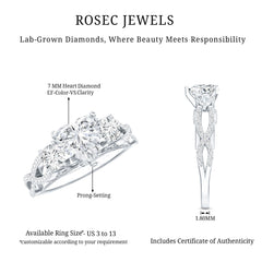 Certified 7 MM Lab Grown Diamond Heart Shaped Engagement Ring