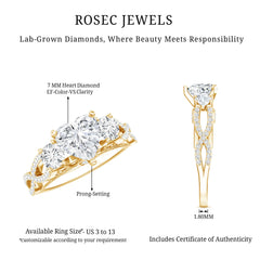 Certified 7 MM Lab Grown Diamond Heart Shaped Engagement Ring