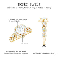 Vintage Inspired Lab Grown Diamond Heart Engagement Ring For Her