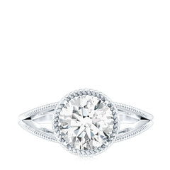 Man Made Diamond Engagement Ring With Split Shank