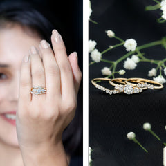 Lab Grown Diamond Trio Wedding Ring Set For Bride