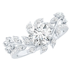 Round Cut 7 MM Lab Grown Diamond Flower Engagement Ring