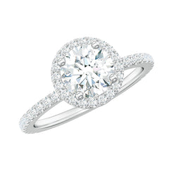 Certified Brilliant Cut Diamond Halo Engagement Ring With Side Stones