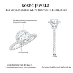 Certified Brilliant Cut Diamond Halo Engagement Ring With Side Stones