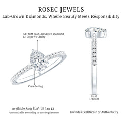 1 CT Pear Cut Man Made Diamond Engagement Ring