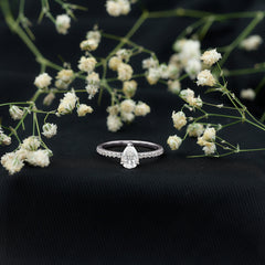 1 CT Pear Cut Man Made Diamond Engagement Ring