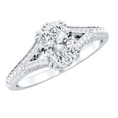 Oval Brilliant Cut Lab Diamond Engagement Ring with Split Shank