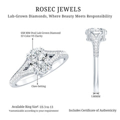 Oval Brilliant Cut Lab Diamond Engagement Ring with Split Shank