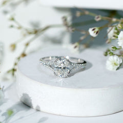 Oval Brilliant Cut Lab Diamond Engagement Ring with Split Shank