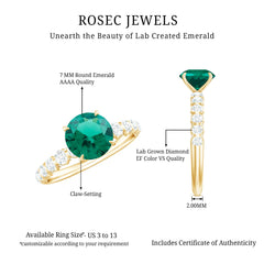 Womens Lab Grown Emerald Engagement Ring with Diamonds