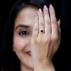 Vintage Style Rhodolite Garnet and Diamond Engagement Ring
