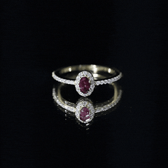 Oval Rhodolite Garnet and Diamond Promise Ring for Her