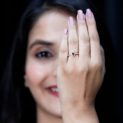 Oval Rhodolite Garnet and Diamond Promise Ring for Her