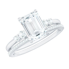 Certified Lab Grown Diamond 6X8MM Emerald Cut Engagement Ring with Band