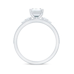 Certified Lab Grown Diamond 6X8MM Emerald Cut Engagement Ring with Band