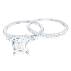 Certified Lab Grown Diamond 6X8MM Emerald Cut Engagement Ring with Band