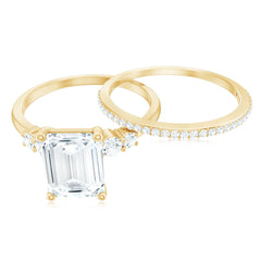 Certified Lab Grown Diamond 6X8MM Emerald Cut Engagement Ring with Band