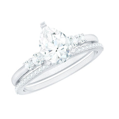 Certified Lab Grown Diamond 6X8 MM Teardrop Bridal Ring Set