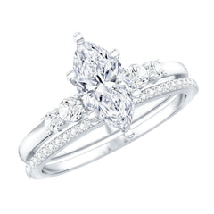 Lab Grown Diamond 5X10MM Marquise Engagement Ring with Wedding Band