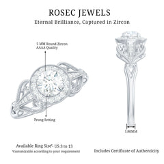 3/4 CT Statement Zircon Engagement Ring with Beaded Details